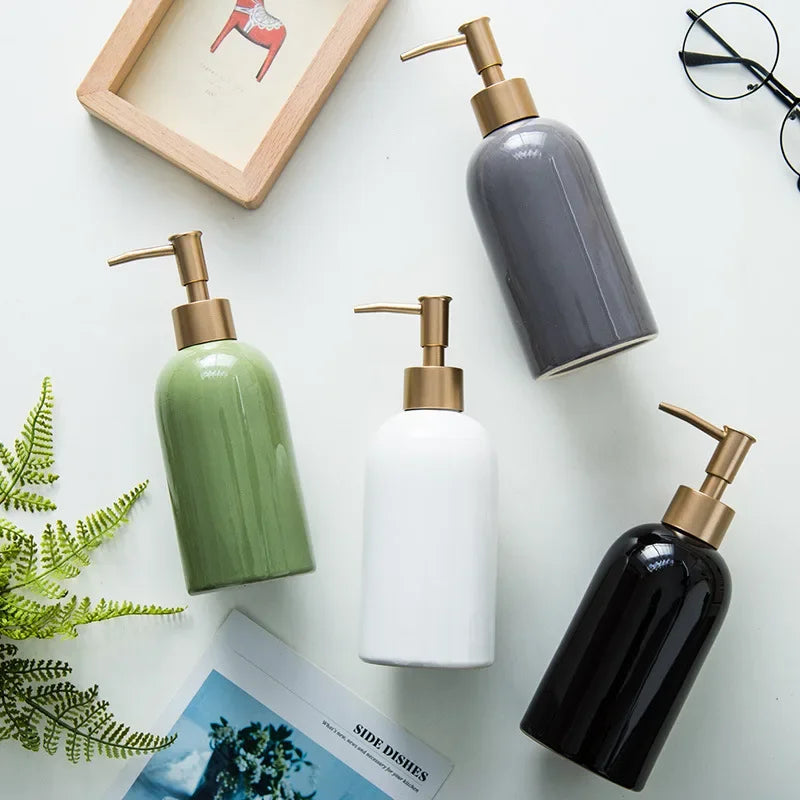 Simple Ceramic Soap Liquid Bottle Hand Sanitizer Bottle Solid Color Bathroom Creative Dispensing Bottle Squeeze Bottle