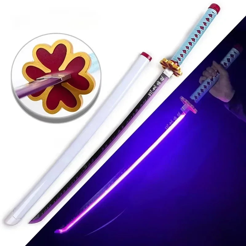104cm Demon Slayer Bright Katana LED Light Sword Kimetsu No Yaiba Anime Cosplay Prop Real Size Japanese Katana Samurai Sabre