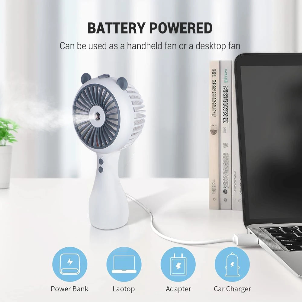 Portable Handheld Fan Water Spray Mist Fan Mini Desktop Cooling Humidi