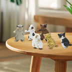 Cat Figurine 6pcs Cute Cat Toy Ornaments Tiny Desktop Display For Living Room Study Room Bathroom Children's Room Dining Room