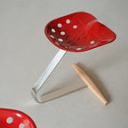 Metal Seat Solid Stainless Steel Stem Steam Treated Beech Wood Base Mezzadro Low Stool Ready Made Foot Rest Italy Stool