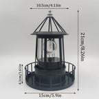 Rotating Beacon Light Iron Solar Adornment Lighthouse Garden Decor Lighthouse-shaped Landscape Lamp