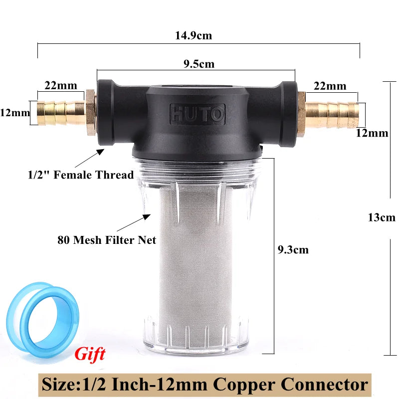 1/2" Garden Watering Hose Filter Agricultural Irrigation Impurity Prefilter Aquarium Water Pump Filter 80/250 Mesh Strainer Mesh