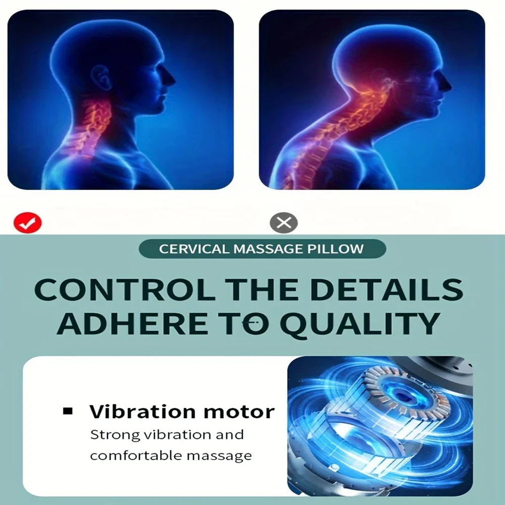 Electric Cervical Massager Neck Shoulder Stretcher Relaxer Chiropractic Traction Device Massage Pillow for Cervical Spine Correc