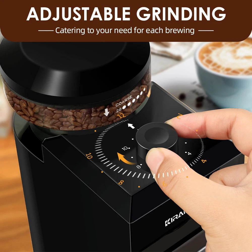 Electric Burr Mill Coffee Grinder Automatic Coffee Bean Grinding With 28 Grind Settings For Espresso French Press Drip 2-12 Cup