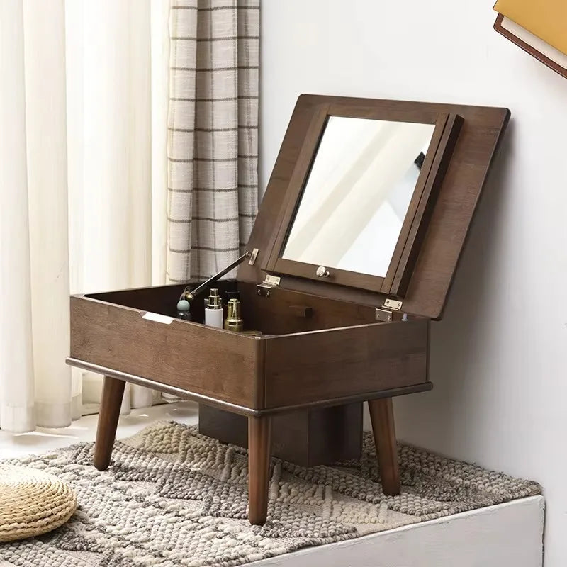 Storage Wood Vanity Table Mirror Nordic Modern Luxury Bedroom Dresser Makeup Drawers Beauty Schmink Tisch Bedroom Furniture