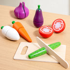 Simulation Kitchen Pretend Toy Wooden Classic Game Montessori Educational Toy For Children Kids Gift Cutting Fruit Vegetable Set