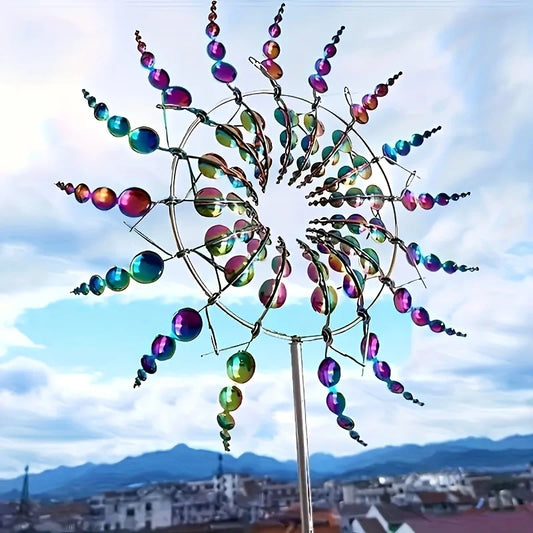 1pc Metal Kinetic Windmill Outdoor Garden Decor, Creative Lawn Art Spinner, No Battery Needed