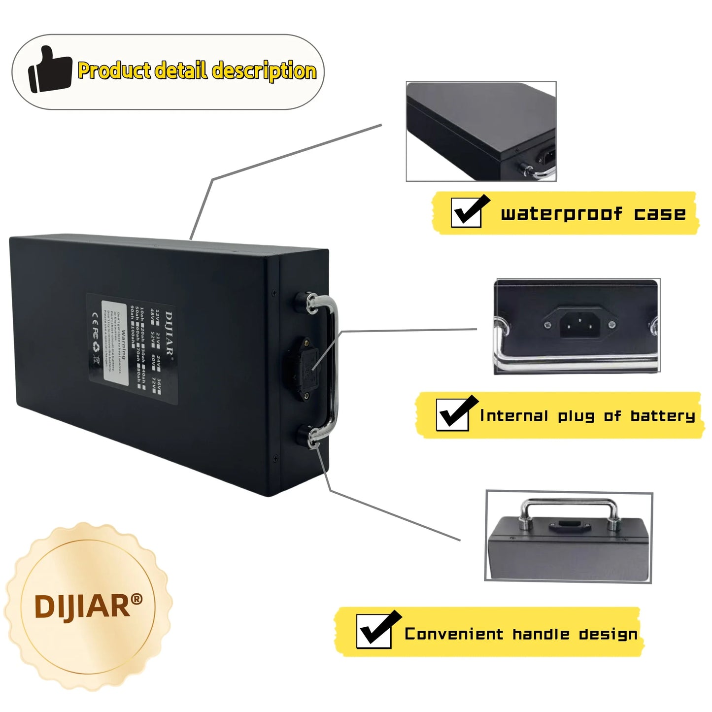60V Harley battery Citycoco20AH-100AH, built-in BMS40AH, suitable for 500W~3000W Harley motorcycles,