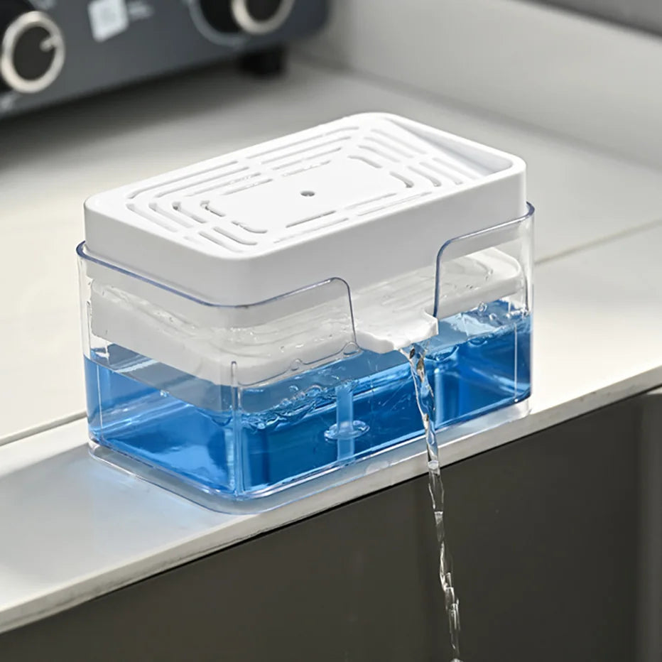 Hand Soap Dispenser for Kitchen Dual Soap Dispenser with Sponge Holder 2-in-1 Countertop Soap Pump Dispenser for Kitchen Sink