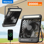 Warmco D4 Portable Desk Fan Rechargeable 20000mAh Camping Fan with Lig