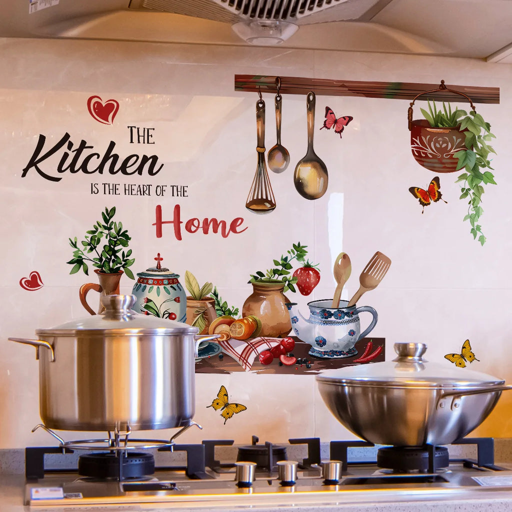 Hand drawn Kitchen Wall Stickers - Removable and Reusable Vinyl Stickers for Walls, Cabinets, Refrigerators | Contemporary Bakin