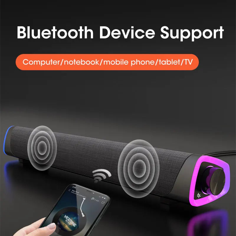 Laptop & PC Bluetooth Speaker Bar - Wired Subwoofer