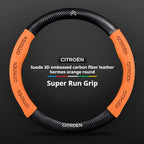 For Citroen C1 C2 C3 C4 C5 C6 VTS Xsara C-Crosser Berlingo Jumpy Carbon fiber Suede Car Steering Wheel Cover Auto Accessories