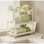 Stainless Steel Anti-Slip Kitchen Storage Rack Modern Countertop Dish Drainer & Utensil Organizer - Space Efficient Solution