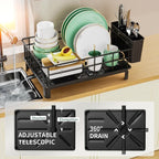 Dish Drying Rack,Cutlery Rack With Drain Tray and Drip Line,Cup Holder,Cutlery Holder,Kitchen Countertop Storage Rack