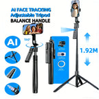 Tripod for Mobile Phone 360°Auto-Rotation Shooting Tripod Selfie Stick Phone Stand AI Face Following, with Remote Control