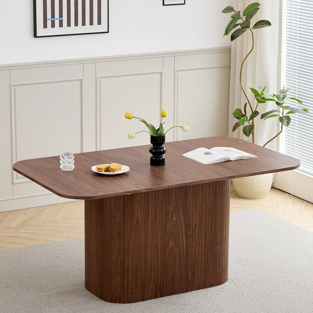 Modern Simple Solid Wood Rectangular Dining Table, Living Room Reading and Leisure Dining Table, for 4-6 People