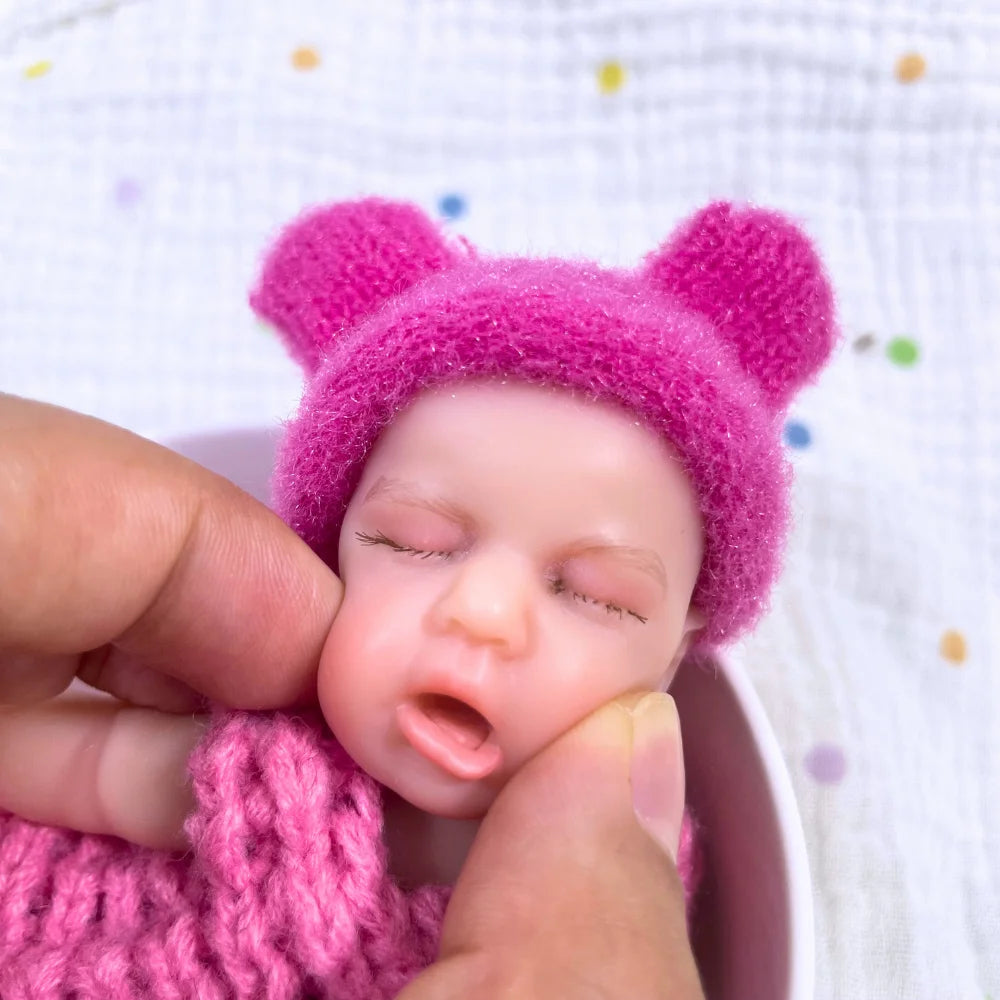 Mini 6 Inch  Silicone Reborn Baby Doll LouLou Girl 15CM Full Solid Silicone Washable Body Palm Doll Toy Christmas Gift