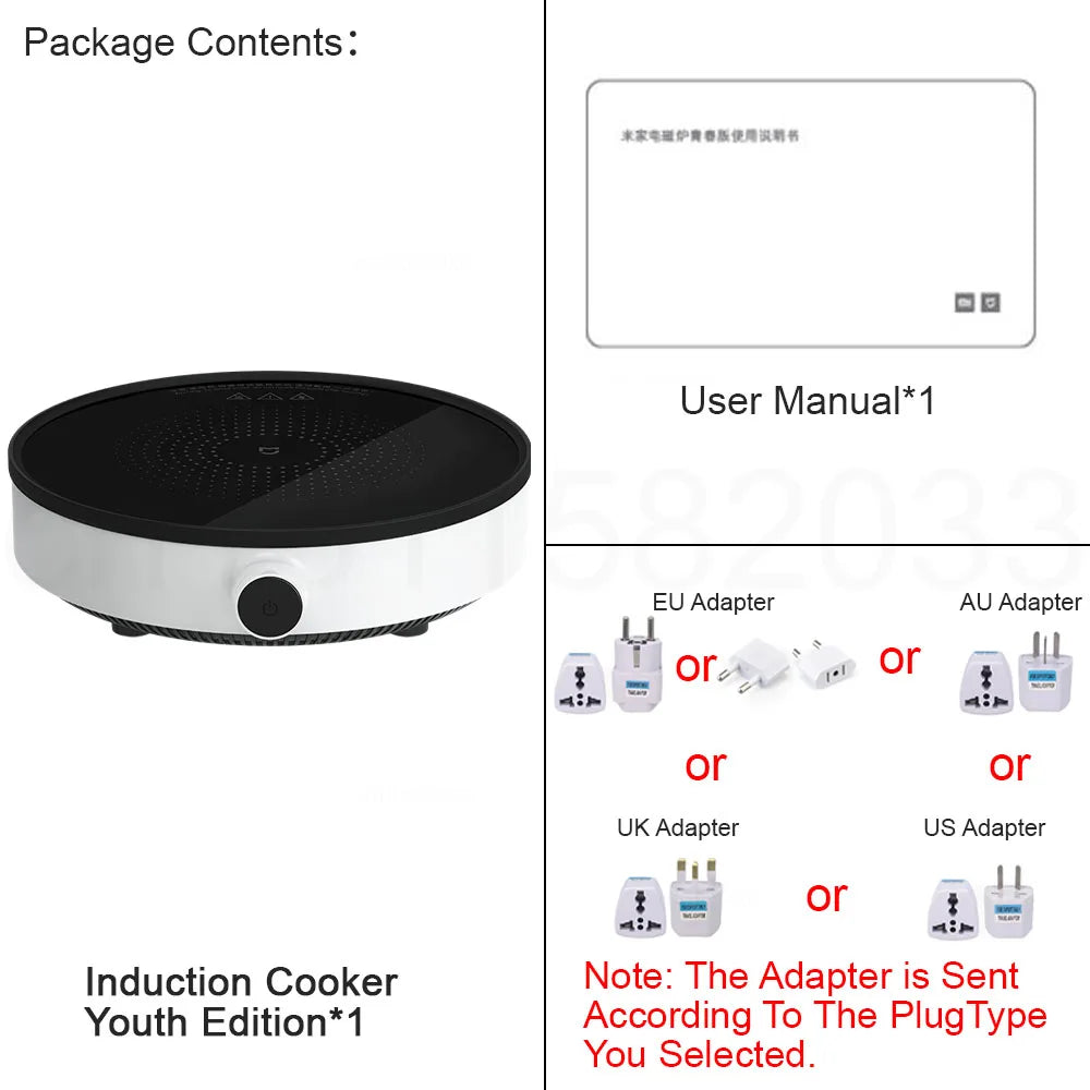 XIAOMI MIJIA Induction Cooker Youth Edition,Control Knob With LED Light,2100W 9-level Adjustment,220V Electric Induction Cookers