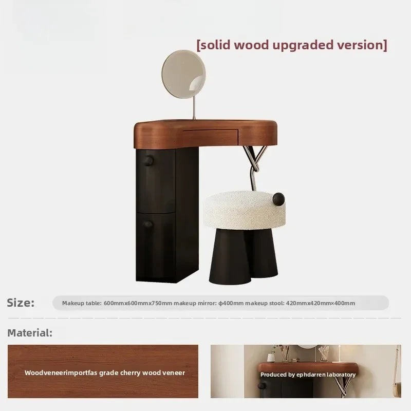 Portable Wood Vanity Tables Black Stool Small Chair Drawers Makeup Dressers Bedroom Girl Mirror Corner Coiffeuse Furniture Home