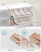 SONGMICSHOME 8-Cube Shoe Rack Organizer 32-Pair Plastic Storage Cabinet for Bedroom Entryway with Steel Frame