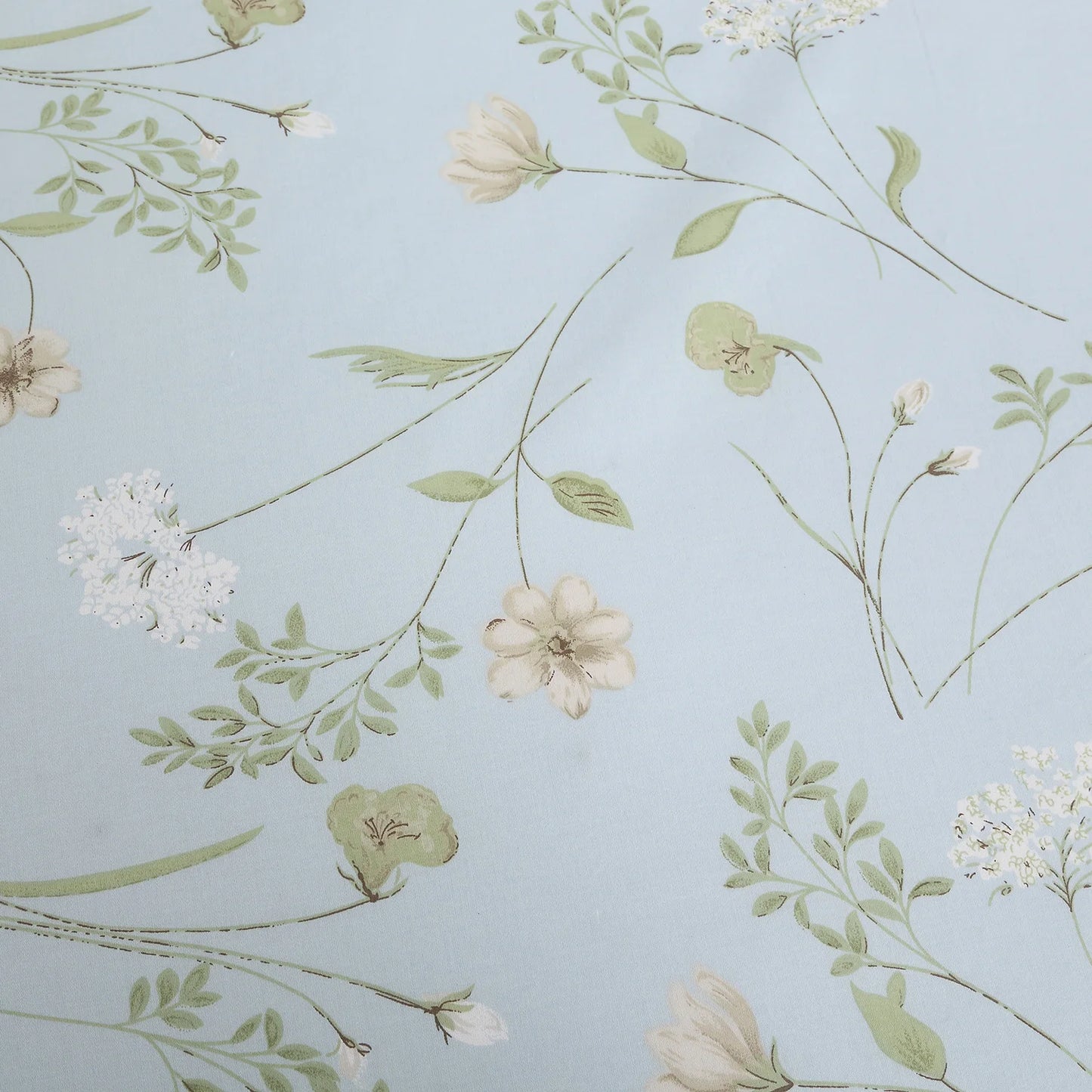 3pcs 600TC 100% Egyptian Cotton Duvet Cover Set, Light Blue Shabby Chic Floral, Soft Skin-Friendly (No Inserts)