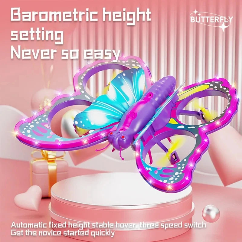 V40 Glitter Butterfly RC Plane 2.4G Remote Control EPP Foam With LED Indoor And Outdoor Simple Flying Toy Aircraft Gifts