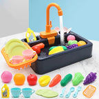 Kid Kitchen Sink Set Simulation Electric Dishwasher with Running Water Playing Toy Pretend Role Play Montessori Game for Girl