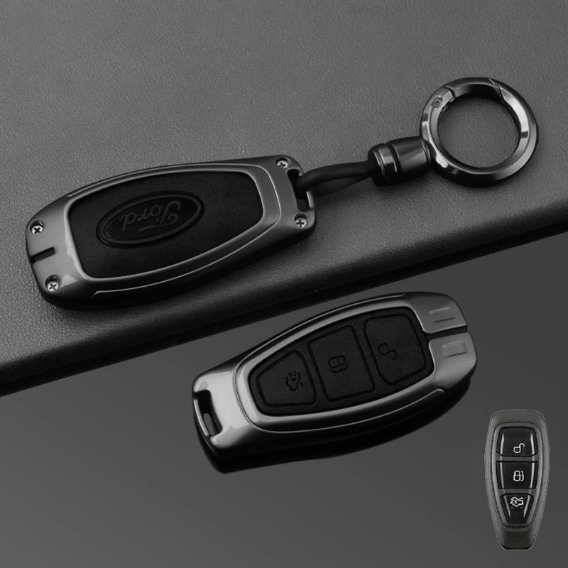 Leather Car Key Case Full Cover for Ford Focus 3 4 ST Mondeo MK3 MK4 Fiesta Fusion Kuga 2013 2014 2015 2017 Keychain Accessories