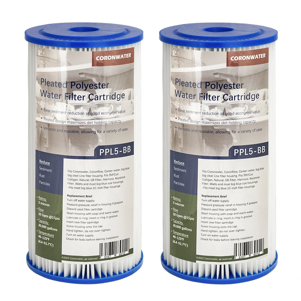 Coronwater 4.5"X 10" Pleated Polyster Water Filter Cartridge For Whole
