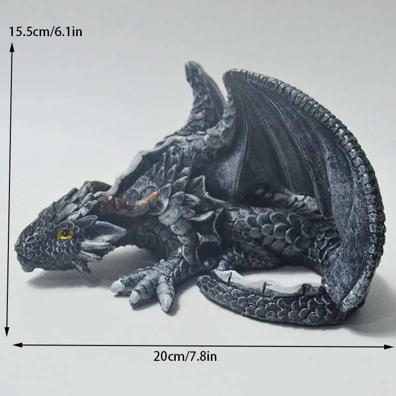 Garden Big Squatting Dragon Sculpture Guardian Statue Garden Dragon Sculpture Halloween Outdoor Gothic Decor