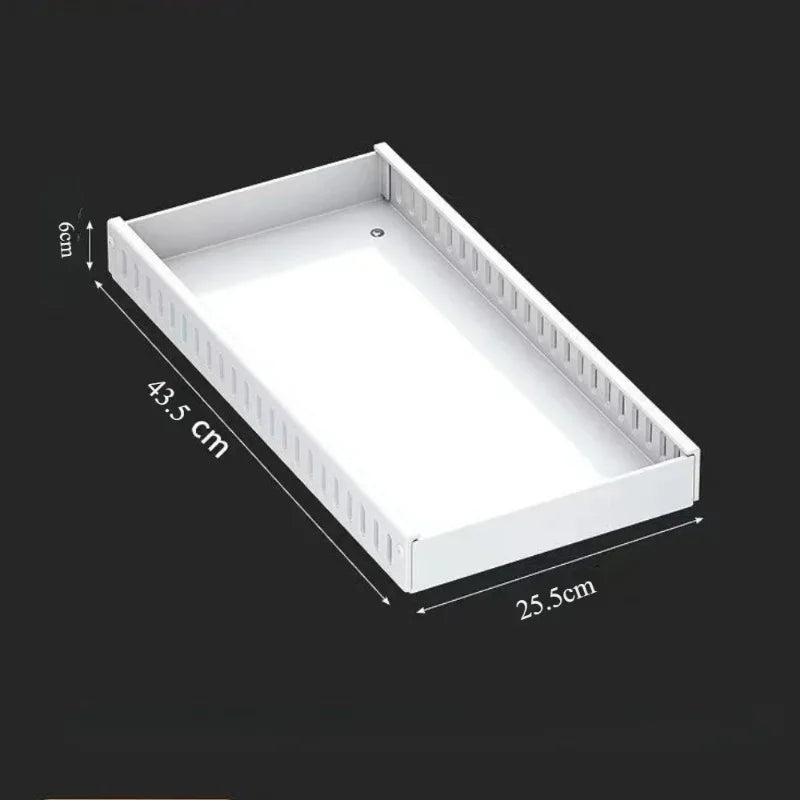 Kitchen Cabinet Pull Out Tray Organizer with Slide Rails Adjustable Storage Rack for Pots Pans and Dishes