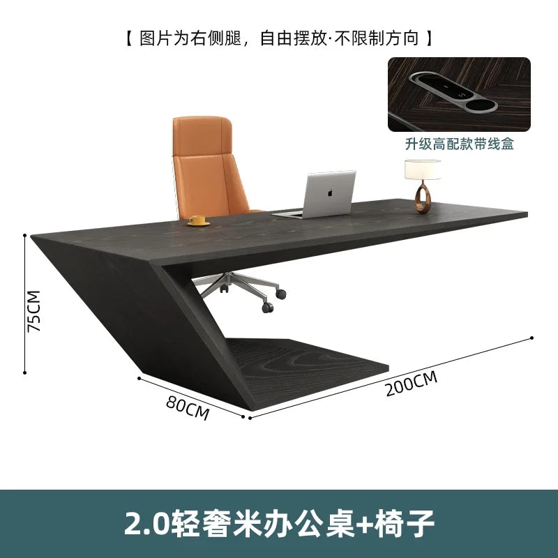 Designer Aesthetic Executive Office Desk & Chair Set