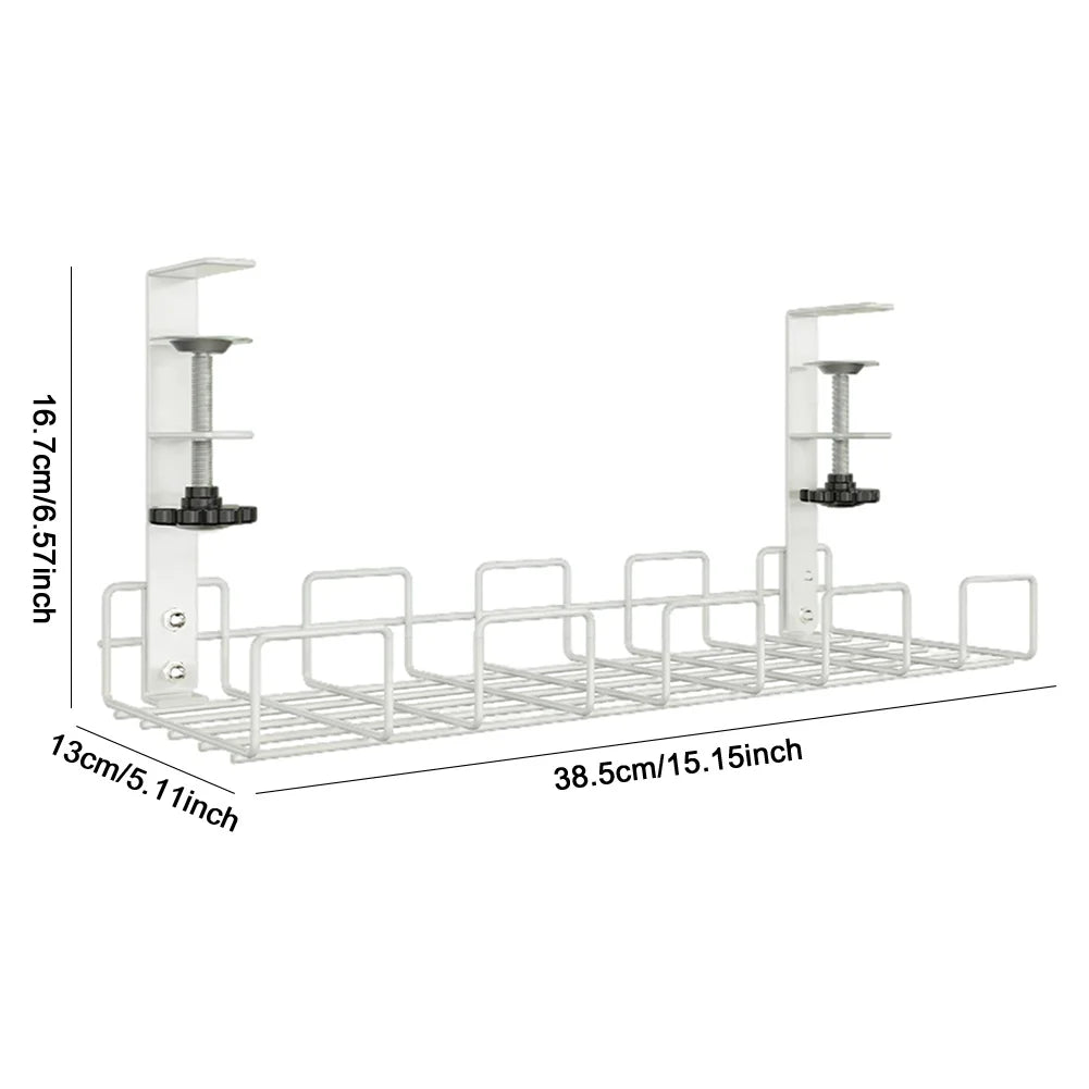 Under Table Cable Management Rack Heavy Duty Wire Management Tray Adjustable Thickness Under Desk Cord Organizer for Home Office