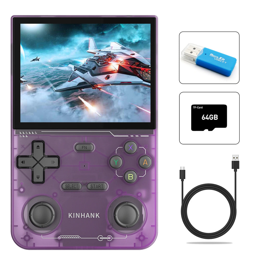 KINHANK Open Source K36 Handheld Game Console 16000 Games Emulator for PS1/PSP/DC/N64/SS 500nit 3.5 Inch IPS Screen