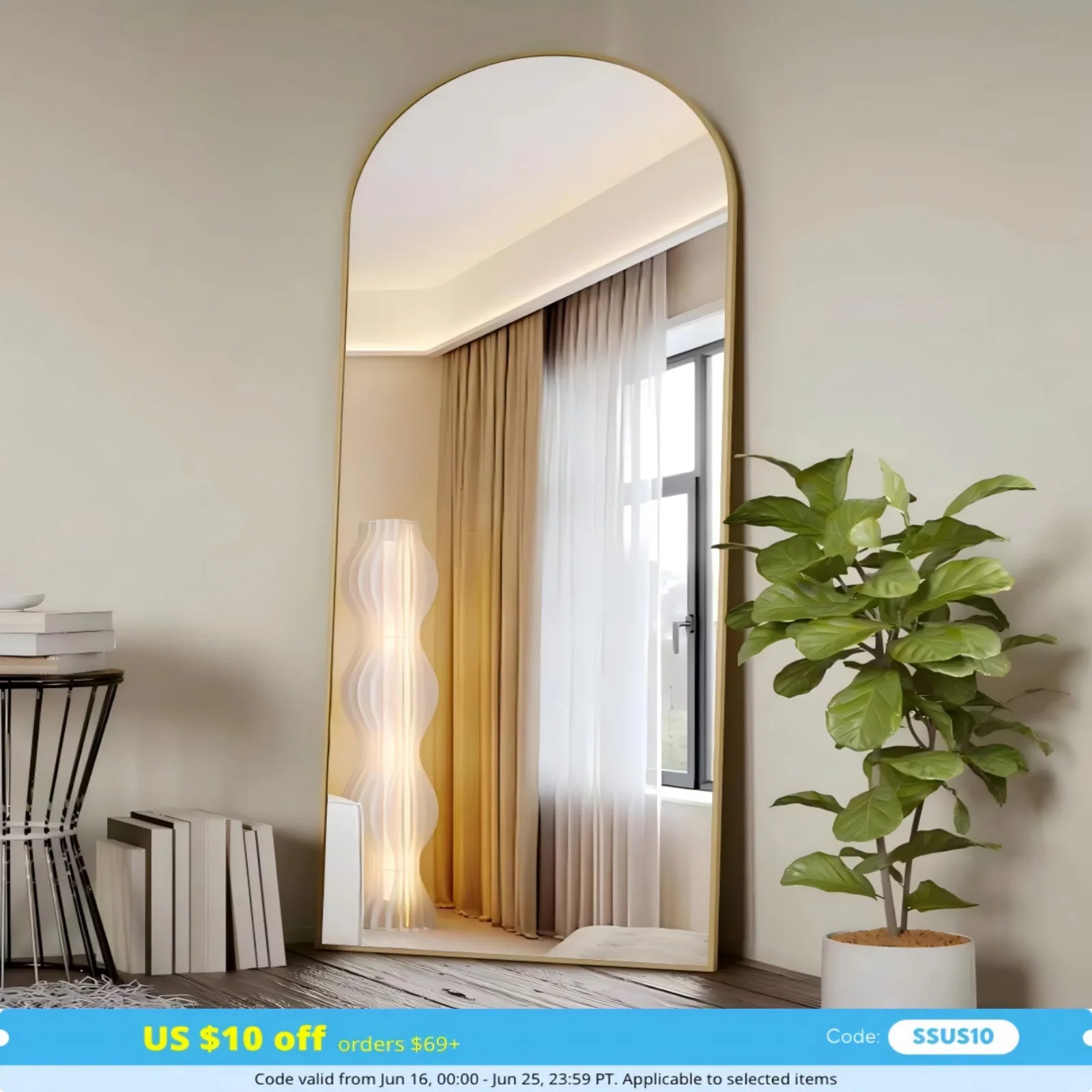 BEAUTYPEAK Arched Full Length Mirror, 71"x26" Full Body Floor Mirror Standing Hanging or Leaning Wall, Full Body Mirror Standing