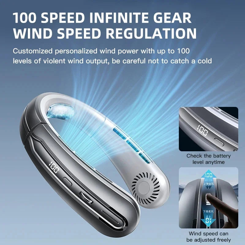 8000mAh Air Cooler USB Hanging Neck Fan Portable Bladeless Mini Rechar