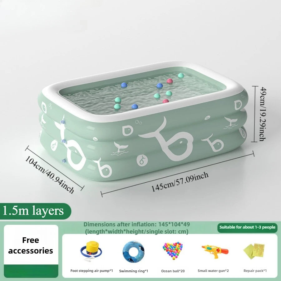 Summer family outdoor thickened inflatable swimming pool, float boat with sunshade, slide, family oversized water toys