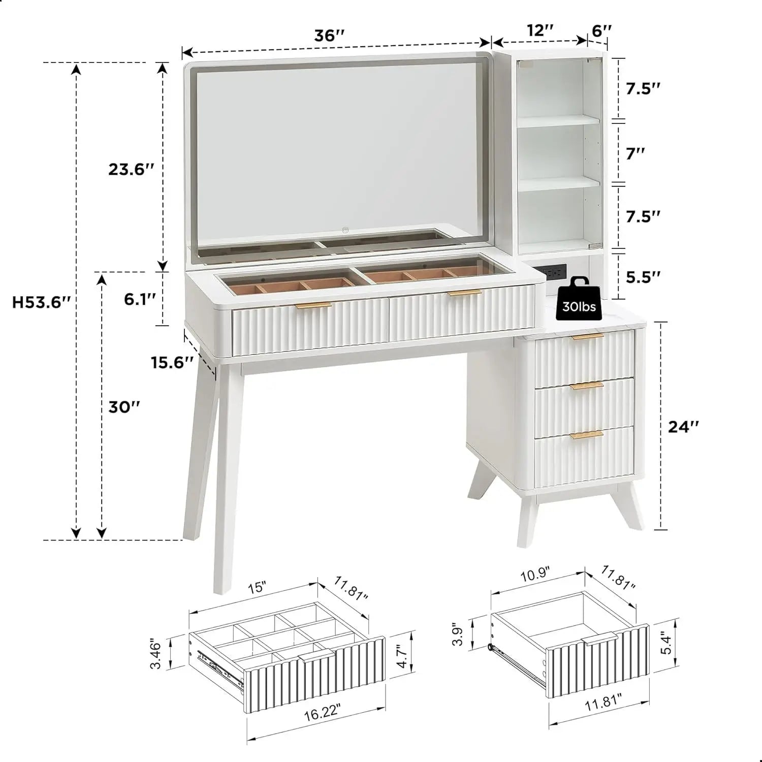 Luxurious and High-grade Cosmetic Table, Large-capacity and Multi-storage Closet Integrated Dresser with Mirror Cosmetic Table