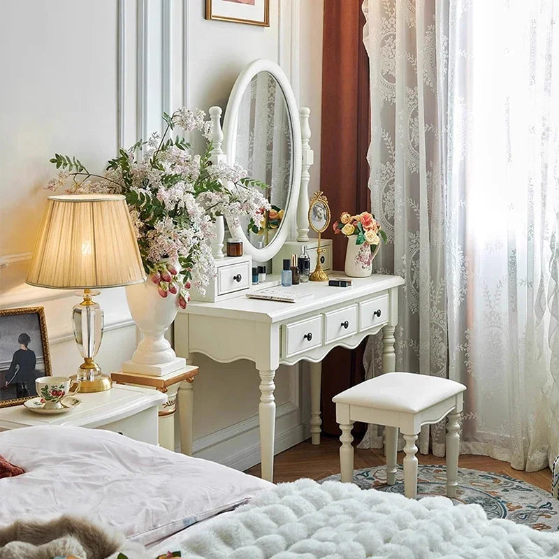 Postmodern Storage Wood Vanity Table Beige Make Up Organizer Bedroom Dresser Salon Compact Space Saving Nordic Trendy Furniture