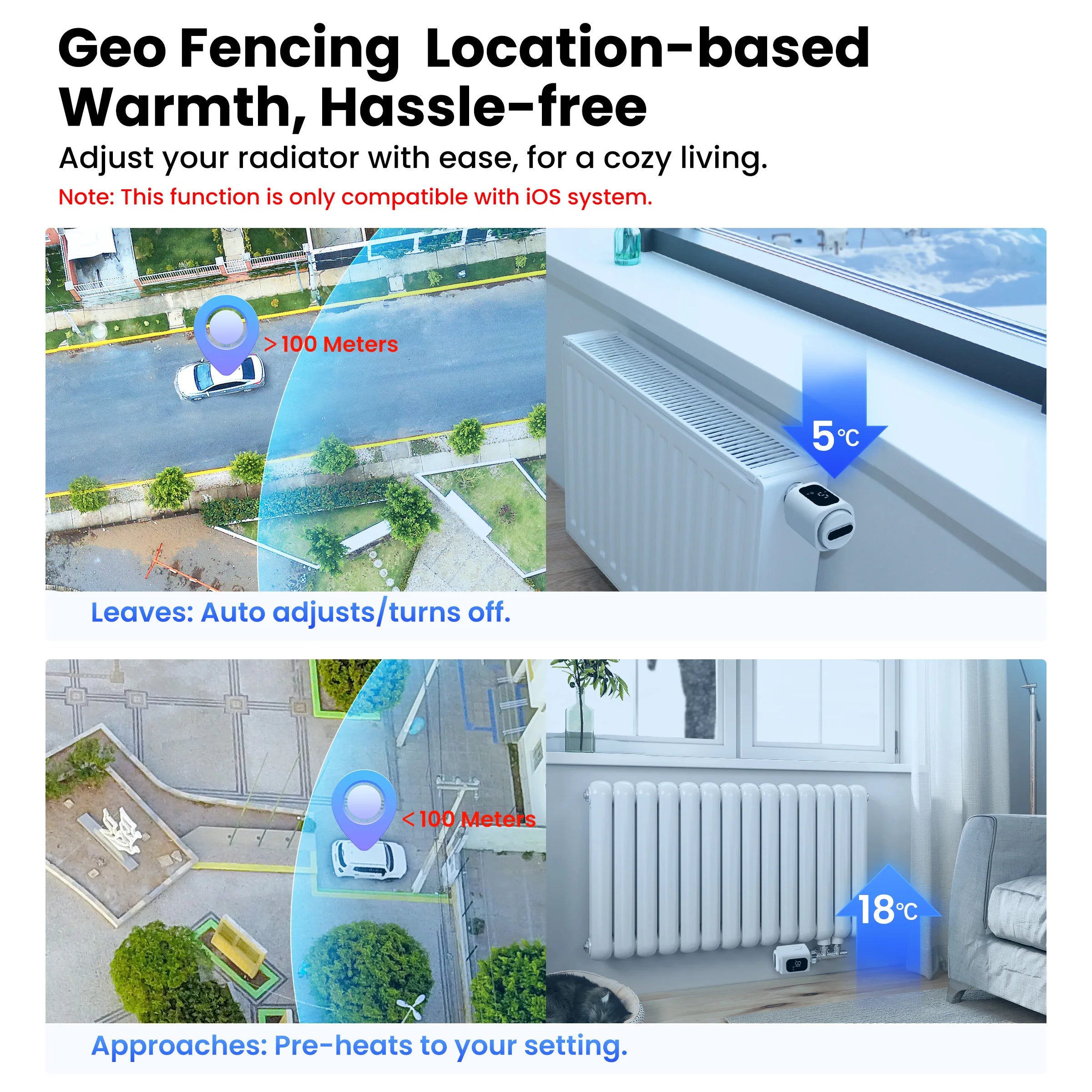 GIRIER Tuya Smart Radiator Thermostat WiFi Thermostatic Radiator Valve Programmable Temperature Controller Supports Geo Fenching
