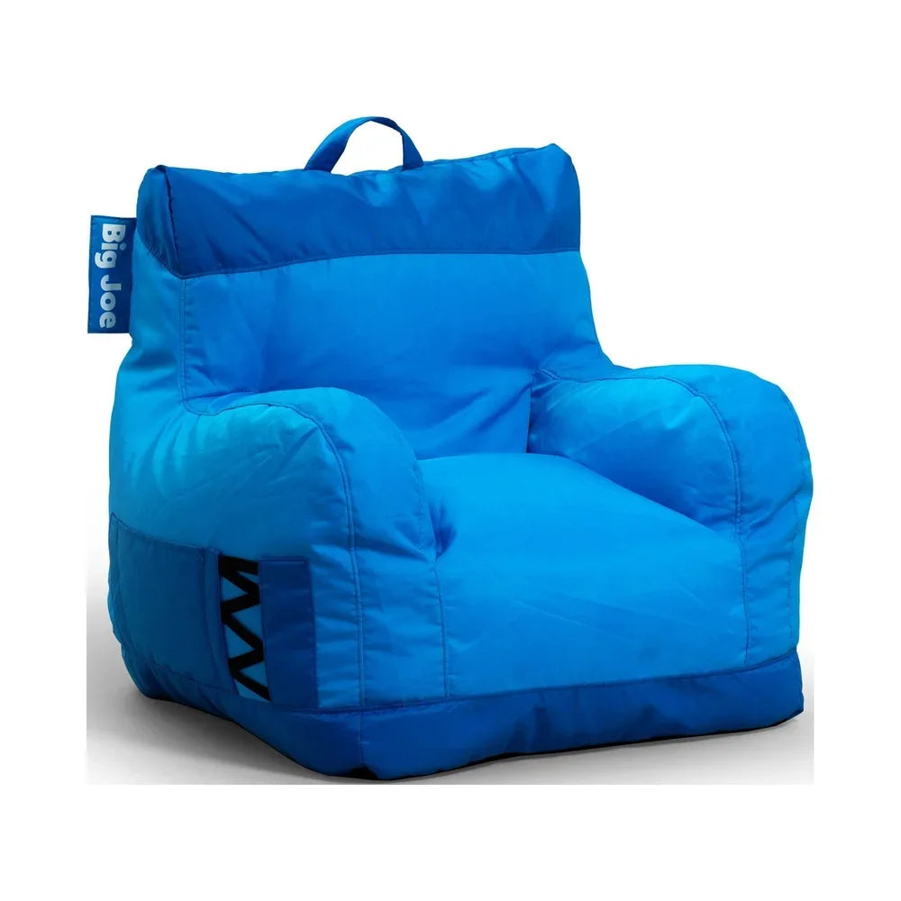 Durable Bean Bag Chair Kids Teens Comfortable Two Tone Blue Ideal Dorm Rooms Playrooms Living Spaces with Drink Holder Pocket