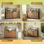 Bedroom 15 & Adjustable Shelves, Tall Dresser with Charging Station, Chest of Drawers for Closet