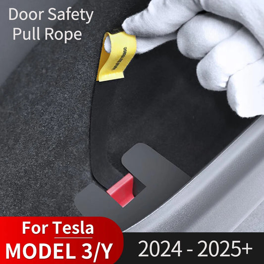 For Tesla Model 3 Highland Model Y 2024 2025 Rear Door Mechanical Switch Handle Emergency Puller Button Rope Car Accessories