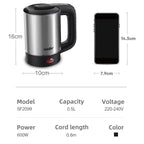 0.5L Mini Electric Kettle Tea Coffee Stainless Steel 600W Portable Travel Water Boiler Pot For Hotel Family Trip Sonifer