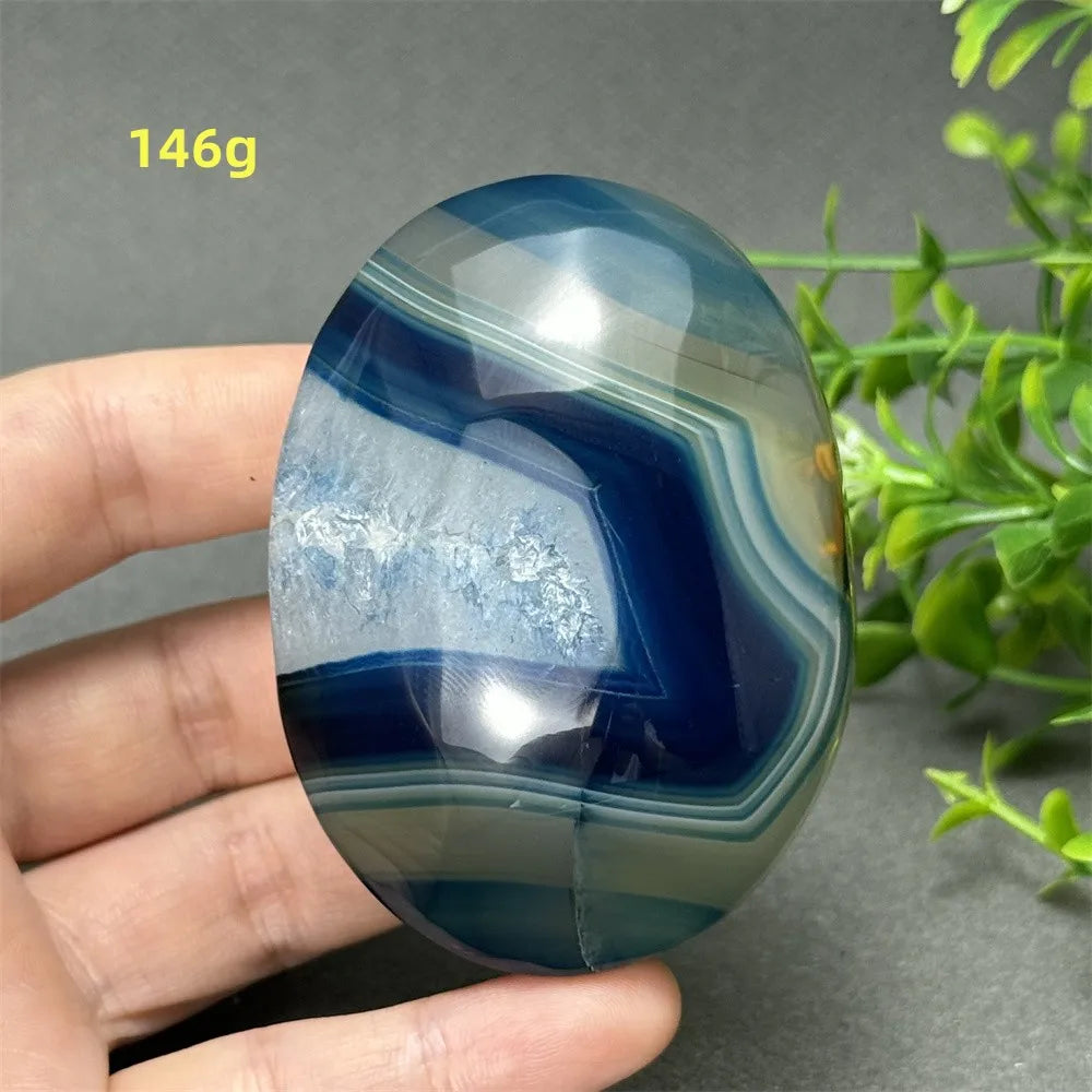 Natural Blue Agate Palm Play Healing Spiritual Meditation Chakra Witchcraft Prayer Energy Feng Shui Home Decor Gift