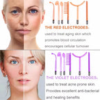 6 IN 1 High Frequency Electrode Wand w/Neon Electrotherapy Glass Tube Spot Acne Remover Skin Care Face Hair Salon Beauty Device