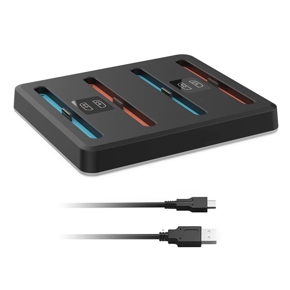 Charging Grip for Switch 2 Joy-Con Accessory Portable Charger Dock with USB-C Cable Charger Indicator Handle Bracket Stand ﻿