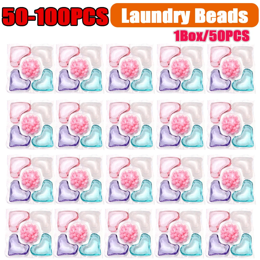 50Pcs Laundry Detergent Soap Box 5 in 1 Multi-purpose Strong Detergent Laundry Cleaning Washing Capsules for Home Dormitory